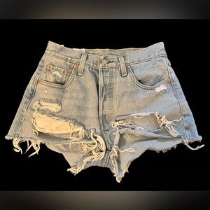 Levis 501 ripped denim Jean Shorts